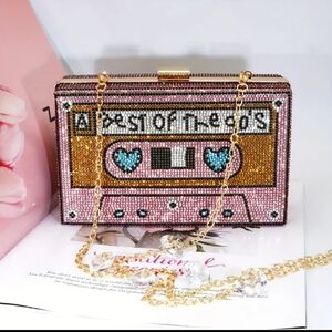 Retro Full Rhinestone Evening Party Tape Handbag